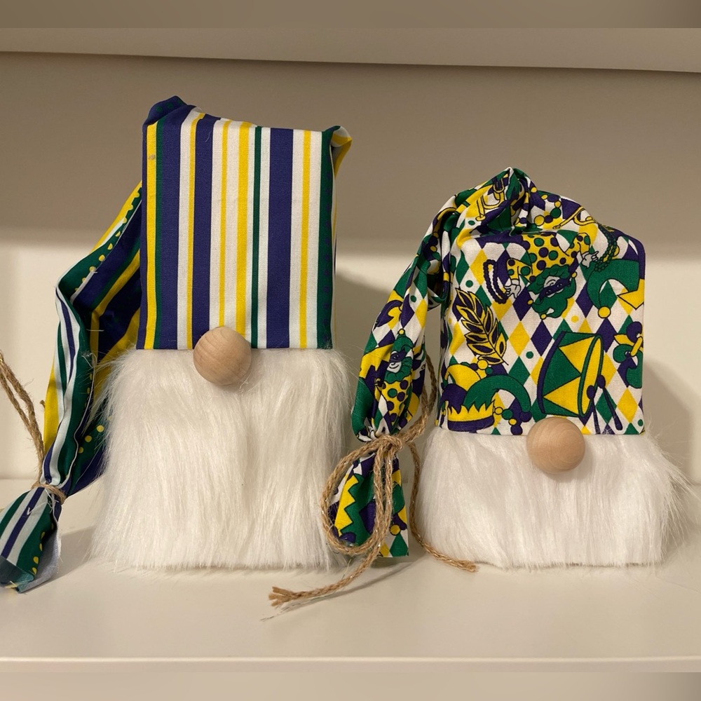 Decorative Mardi Gras Gnomes. Set of 2